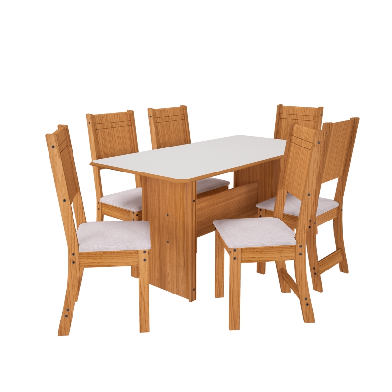 JUEGO DE COMEDOR 1500 6 SILLAS EVORA 10070.1 INDEKES FREIJO | OFF WHITE