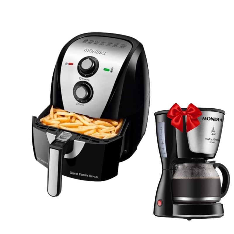 AIR FRYER MONDIAL 5.5L GRAND FAMILY AFN-55I BLACK  + CAFETERA C-32-32X