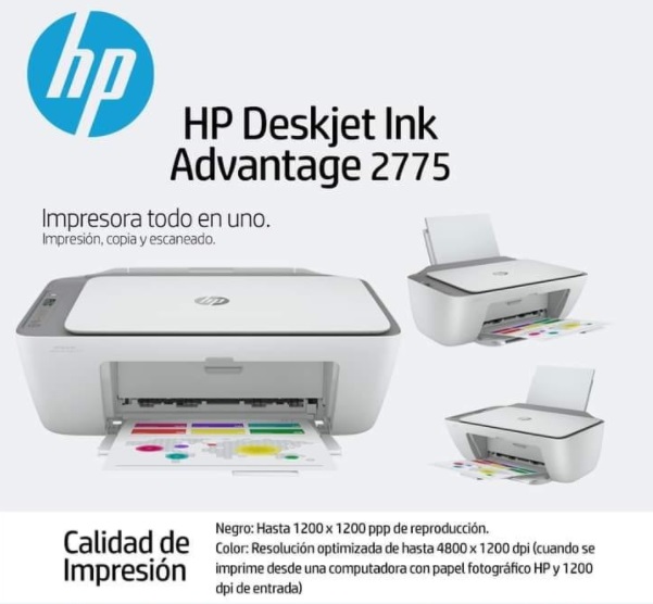 Comprá Impresora Multifuncional HP DeskJet Ink Advantage 3775 Wi-Fi -  Blanco/Azul - Envios a todo el Paraguay