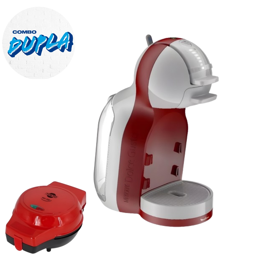 COMBO DUPLA:CAFETERA DOLCE GUSTO MOULINEX MINI ME ROJA + WAFLERA TOKYO MAXFUN2