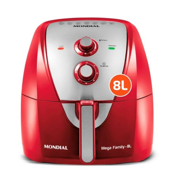 AIR FRYER MONDIAL ANALOGICO 8LTS ROJO